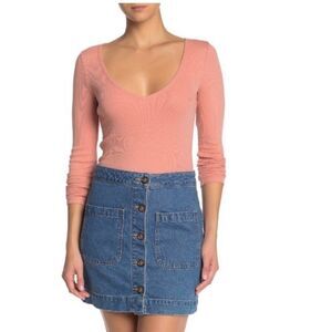 Abound Long Sleeve V-Neck Bodysuit In Pink